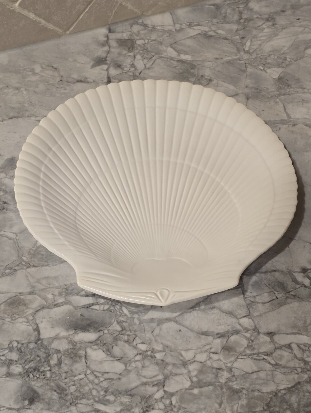 Vintage Scallop Shell Plate in Nautilus Pattern by Wedgwood Matte Cream Platter
